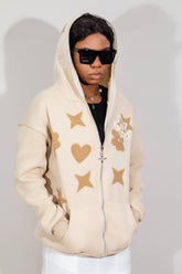 OHFRU Apricot Zip Hooded Hoodie