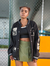 OHFRU Baseball Jacket with Brown Leather Sleeves