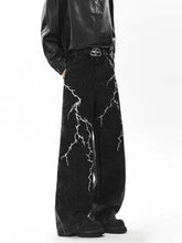 OHFRU Denim jeans with lightning embroidery