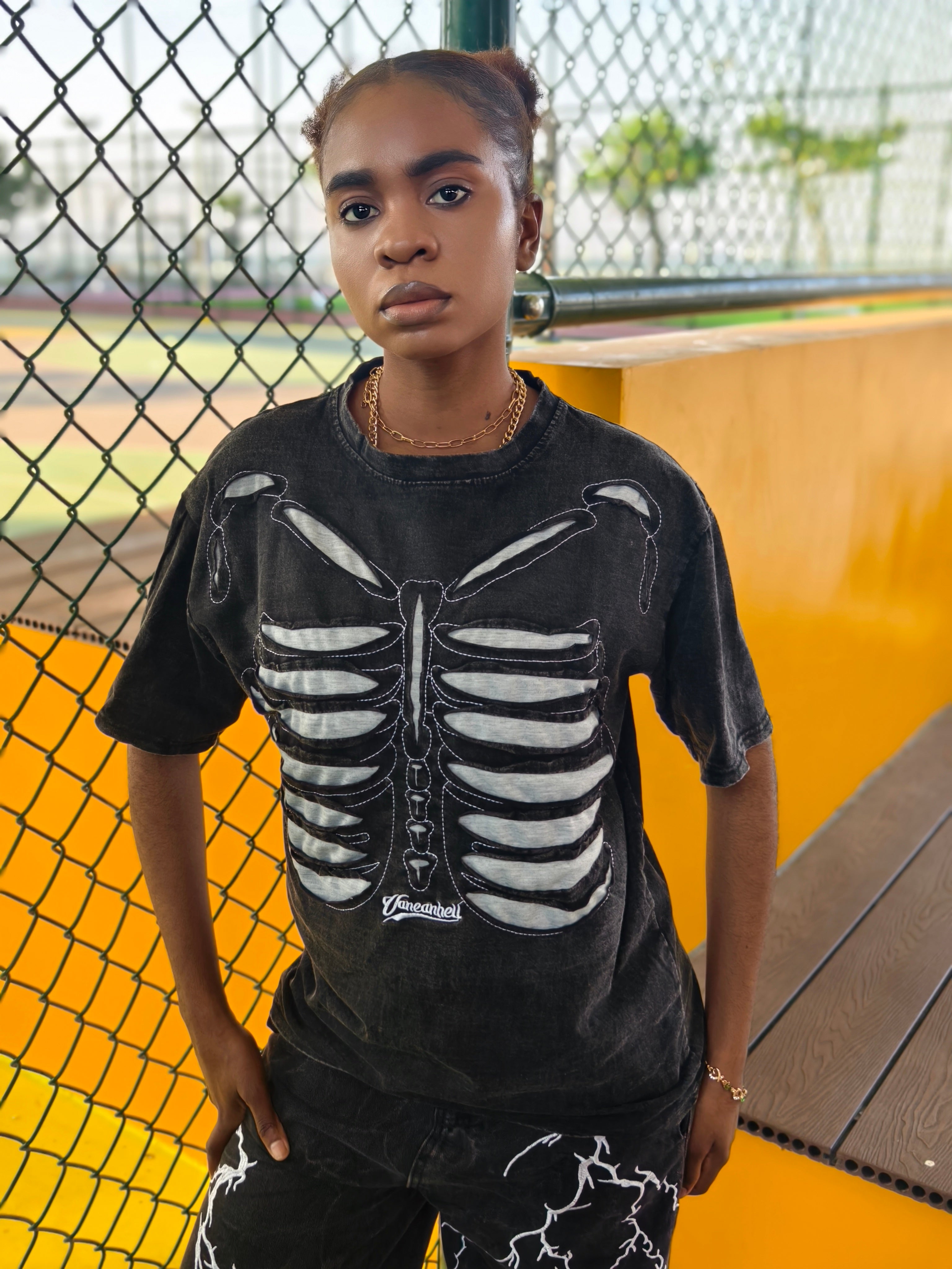 OHFRU Skull And Bone Mark Patterns Shirt