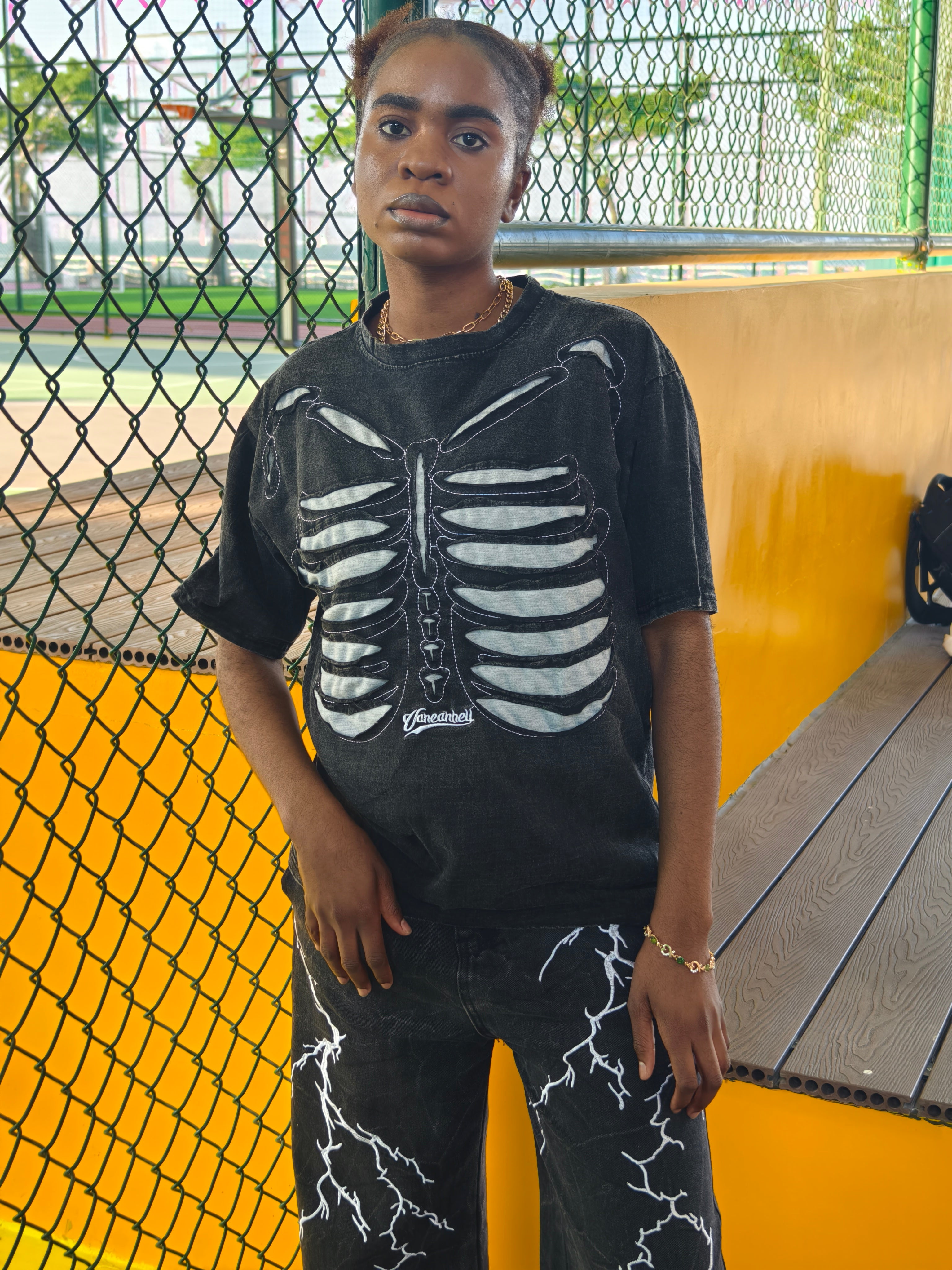 OHFRU Skull And Bone Mark Patterns Shirt