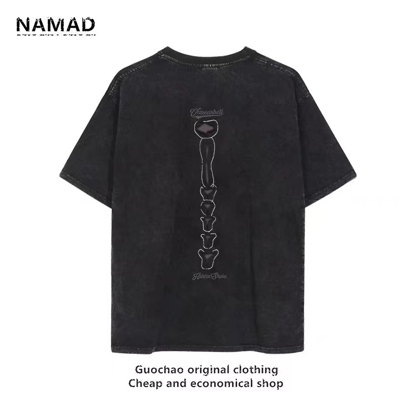 OHFRU Skull And Bone Mark Patterns Shirt