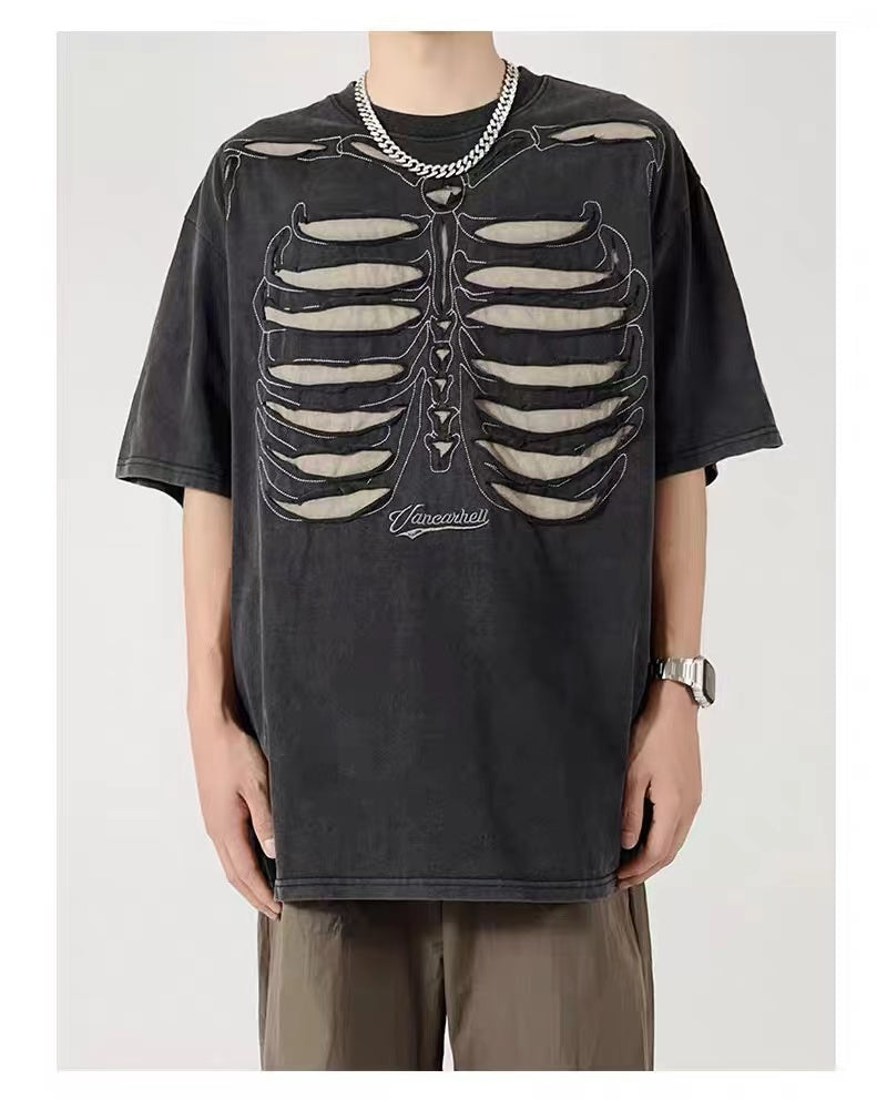 OHFRU Skull And Bone Mark Patterns Shirt