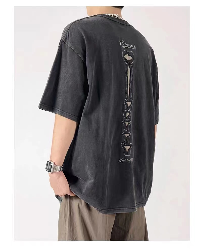 OHFRU Skull And Bone Mark Patterns Shirt