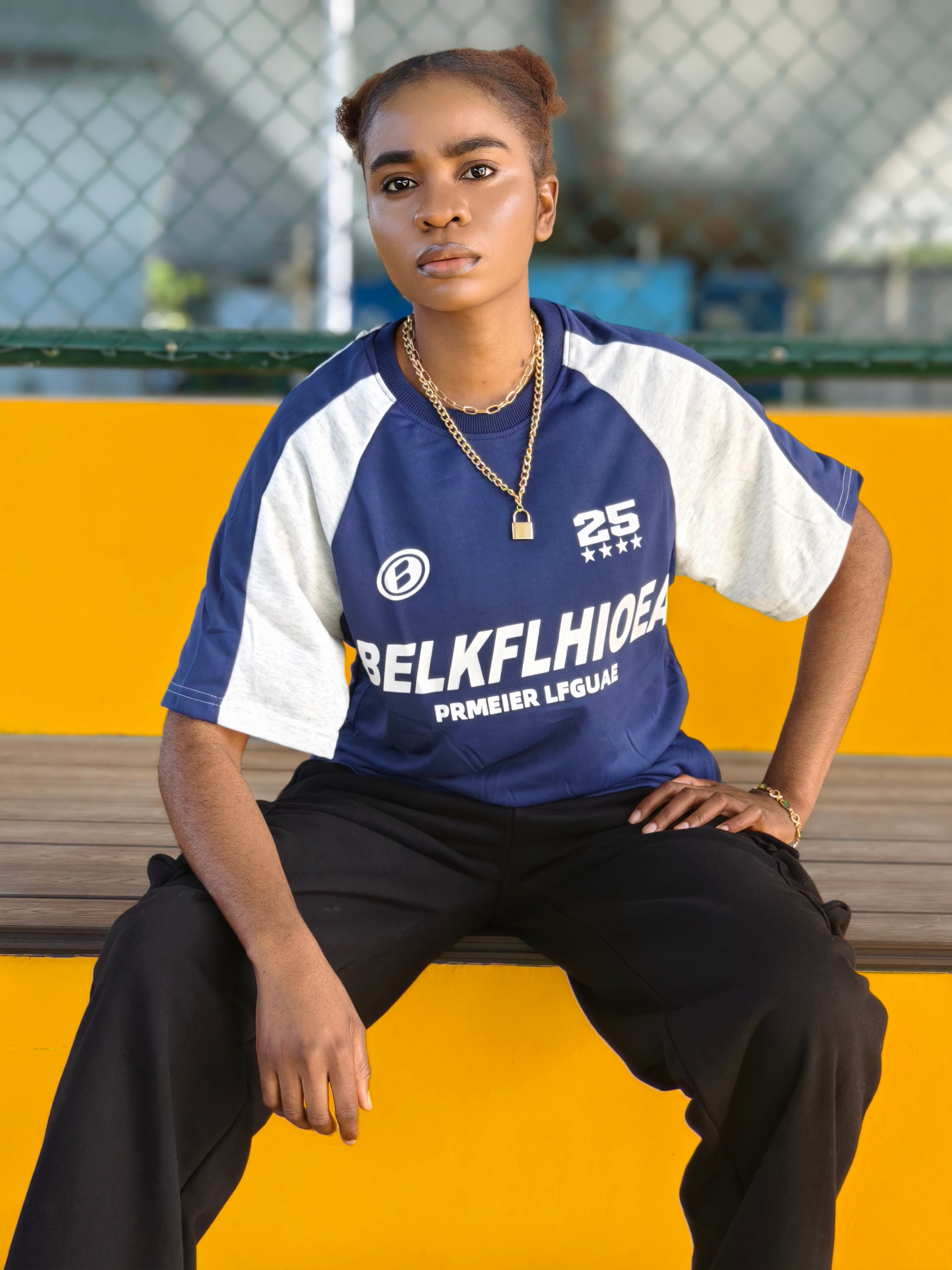 OHFRU Two-color Patchwork Inserted Short Sleeve
